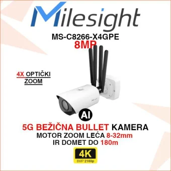 MILESIGHT 4K BEŽIČNA 5G MOTOR ZOOM AI KAMERA MS-C8266-X4GPE