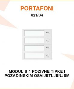V-TEK MODUL SA 4 POZIVNE TIPKE I POZADINSKIM OSVIJETLJENJEM 821/S4
