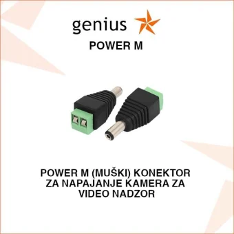 MUŠKI KONEKTOR ZA NAPAJANJE KAMERE ZA VIDEO NADZOR POWER M