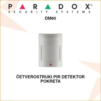 PARADOX ADRESABILNI DETEKTOR POKRETA SA QUAD PIR ELEMENTOM DM60
