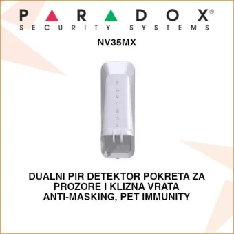 PARADOX DUALNI DETEKTOR POKRETA ZA PROZORE I KLIZNA VRATA NV35MX