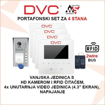 DVC PORTAFON SET ZA 4 STANA S VIDEO JEDINICOM PORTAFON-VIDEO4-SET