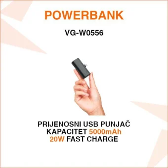 PRIJENOSNI USB PUNJAČ - MINI POWERBANK 5000mAh VG-W0556