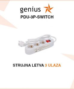 PRODUŽNA STRUJNA LETVA S 3 ULAZA U BIJELOJ BOJI PDU-3P