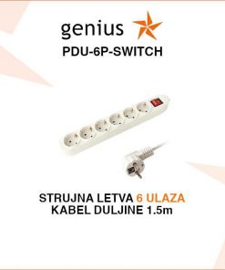 PRODUŽNA STRUJNA LETVA SA 6 ULAZA, KABEL DULJINE 1.5m PDU-6P