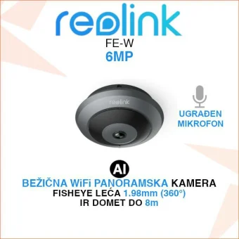 REOLINK 6MP BEŽIČNA WIFI KAMERA SA FISHEYE LEĆOM I AI DETEKCIJOM FE-W