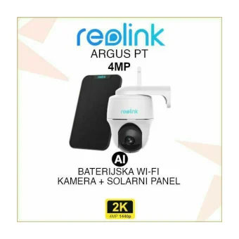 REOLINK ARGUS PT 2K WIFI PTZ KAMERA S UKLJUČENIM SOLARNIM PANELOM