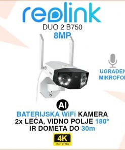 REOLINK DUO 2 B750 PANORAMSKA BATERIJSKA 4K WIFI KAMERA S 2 LEĆE