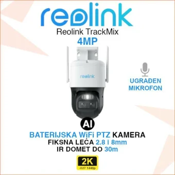 REOLINK TrackMix 4MP BATERIJSKA WIFI KAMERA S 2 LEĆE I AI DETEKCIJOM