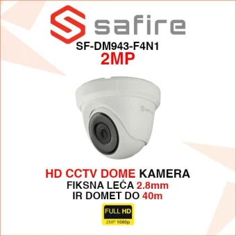 SAFIRE 2MP ANALOGNA DOME KAMERA S FIKSNOM LEĆOM 2.8mm SF-DM943-F4N1