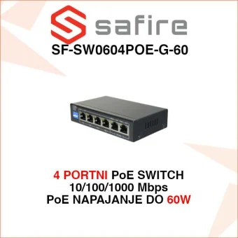 SAFIRE 4 PORTNI GIGABITNI POE SWITCH SF-SW0604POE-G-60
