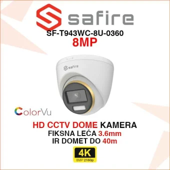 SAFIRE 4K COLORVU DOME ANALOGNA KAMERA SF-T943WC-8U-0360