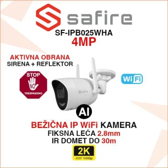 SAFIRE BEŽIČNA AI KAMERA 4MP S AKTIVNOM OBRANOM SF-IPB025WHA