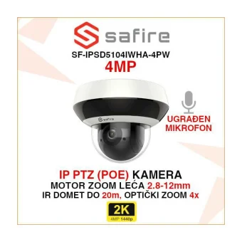 SAFIRE IP PTZ WiFi BEŽIČNA MOTOR ZOOM KAMERA SF-IPSD5104IWHA-4PW
