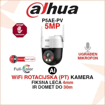 DAHUA 5MP SMART DUAL LIGHT WIFI KAMERA SA AKTIVNOM OBRANOM P5AE-PV
