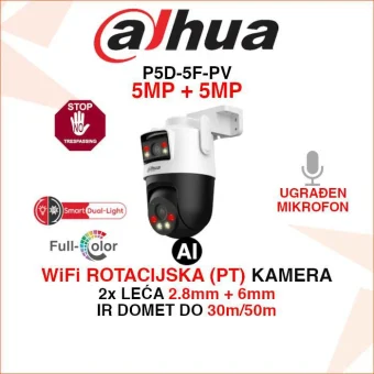 DAHUA SMART DUAL LIGHT AI WIFI ROTACIJSKA KAMERA SA 2 LEĆE P5D-5F-PV