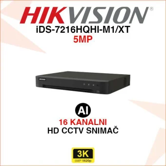 HIKVISION 16 KANALNI 5MP AI HD CCTV VIDEO SNIMAČ iDS-7216HQHI-M1/XT
