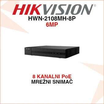 HIKVISION 8 KANALNI 6MP MREŽNI POE VIDEO SNIMAČ HWN-2108MH-8P