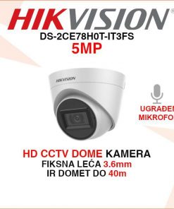 HIKVISION CCTV EXIR DOME KAMERA 5MP REZOLUCIJE DS-2CE78H0T-IT3FS