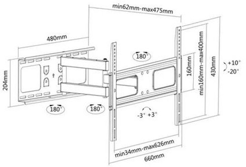 Manhattan TV nosač zidni 37"-70" Manhattan TV nosač zidni 37"-70"