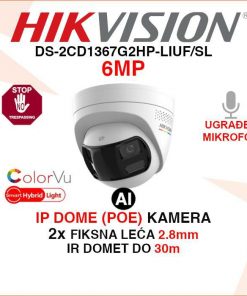 HIKVISION 6MP HYBRID LIGHT KAMERA SA 2 LEĆE DS-2CD1367G2HP-LIUF/SL