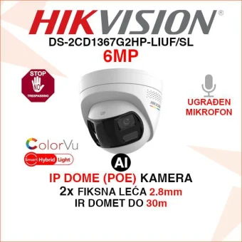 HIKVISION 6MP HYBRID LIGHT KAMERA SA 2 LEĆE DS-2CD1367G2HP-LIUF/SL