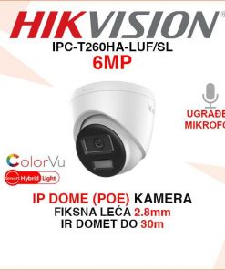 HIKVISION 6MP SMART HYBRID LIGHT IP POE KAMERA IPC-T260HA-LUF/SL