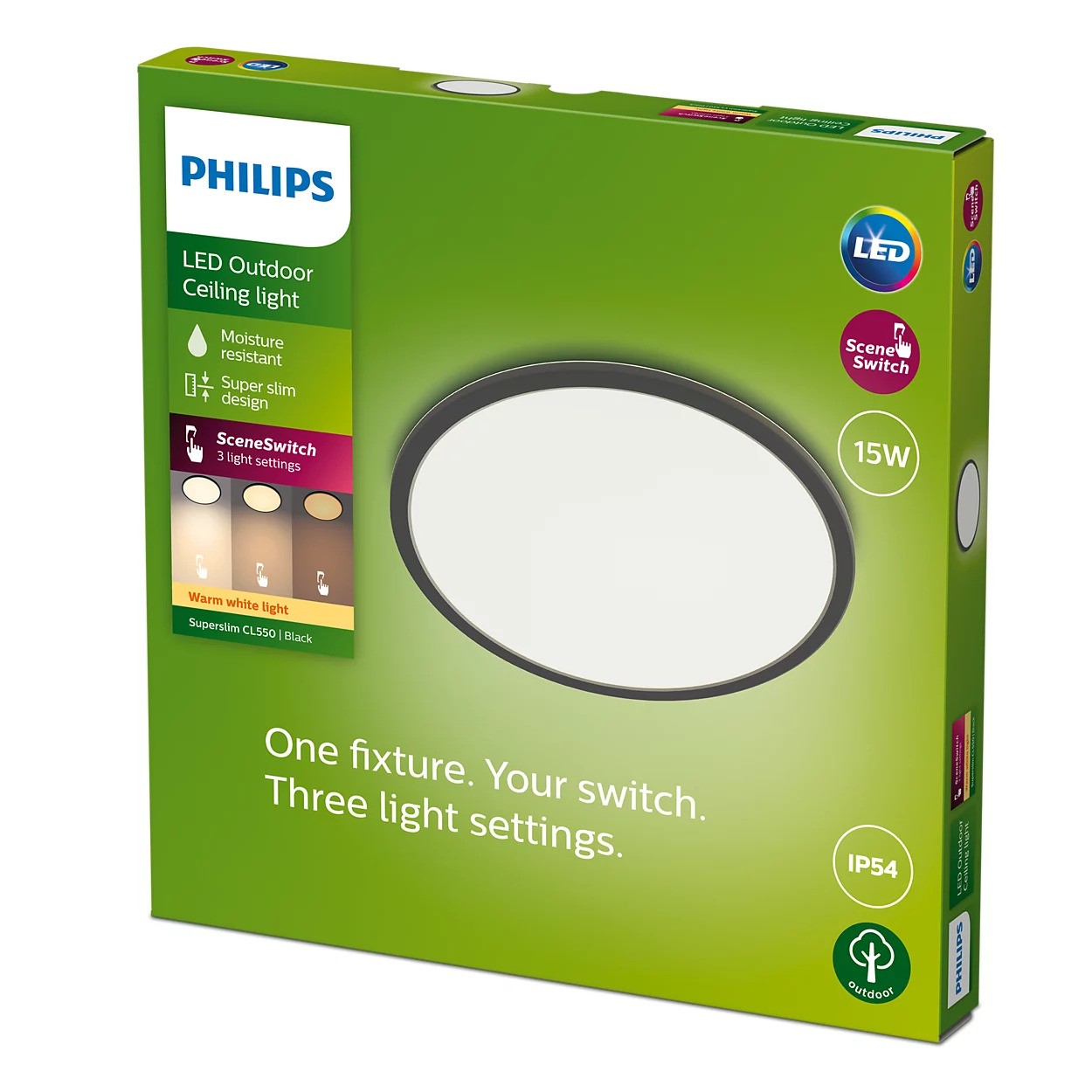 Philips SuperSlim Ceiling SSW 15W 27K Crna IP54 Philips SuperSlim Ceiling SSW 15W 27K Crna IP54