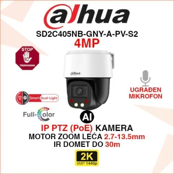 DAHUA 2K SMART DUAL LIGHT WIZSENSE PTZ KAMERA SD2C405NB-GNY-A-PV-S2