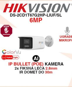 DS-2CD1T67G2HP-LIUF/SL HIKVISION 6MP SMART HYBRID LIGHT IP POE KAMERA