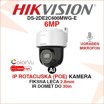 DS-2DE2C600MWG-E HIKVISION 6MP IP POE PT SMART HYBRID LIGHT KAMERA