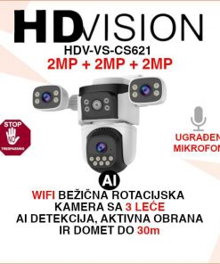 HDVISION BEŽIČNA ROTACIJSKA WIFI KAMERA S 3 LEĆE HDV-VS-CS621