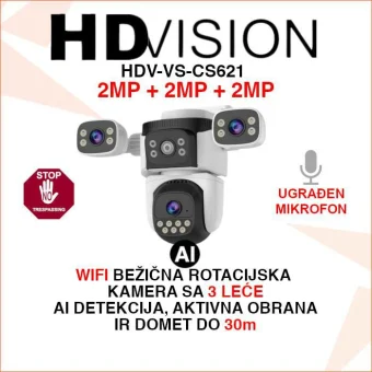 HDVISION BEŽIČNA ROTACIJSKA WIFI KAMERA S 3 LEĆE HDV-VS-CS621