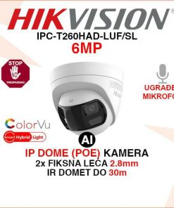 HIKVISION 6MP HYBRID LIGHT KAMERA SA 2 LEĆE IPC-T260HAD-LUF/SL