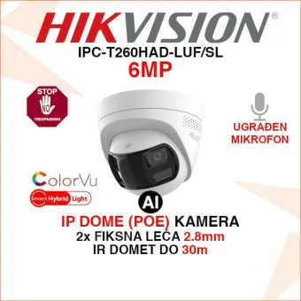 HIKVISION 6MP HYBRID LIGHT KAMERA SA 2 LEĆE IPC-T260HAD-LUF/SL
