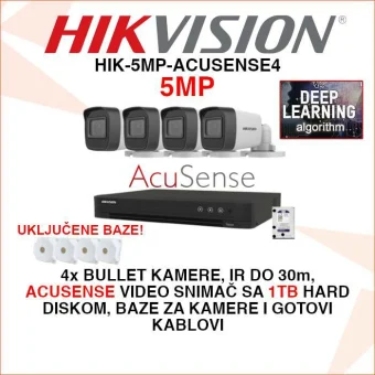 HIKVISION ACUSENSE 5MP SET SA 4 KAMERE I OPREMOM HIK-5MP-ACUSENSE4