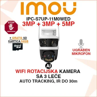 IPC-S7UP-11M0WED IMOU CRUISER TRIPLE ROTACIJSKA WIFI KAMERA SA 3 LEĆE