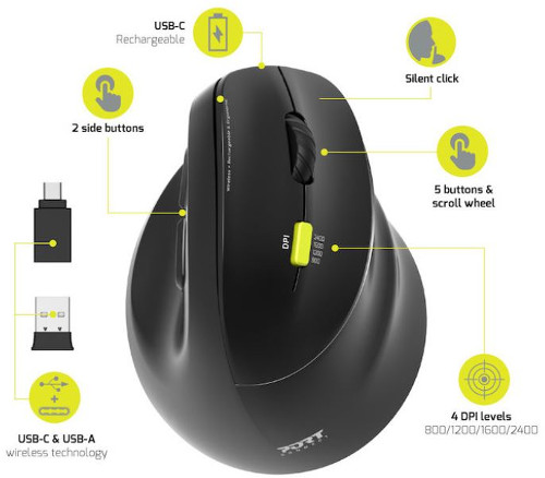 Port miš 2.4 GHz BT erg. punjivi za dešnjake Port miš 2.4 GHz BT erg. punjivi za dešnjake