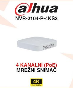 DAHUA 4 KANALNI 4K POE MREŽNI VIDEO SNIMAČ NVR-2104-P-4KS3