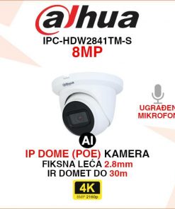 DAHUA 4K IP WIZSENSE DOME POE KAMERA IPC-HDW2841TM-S