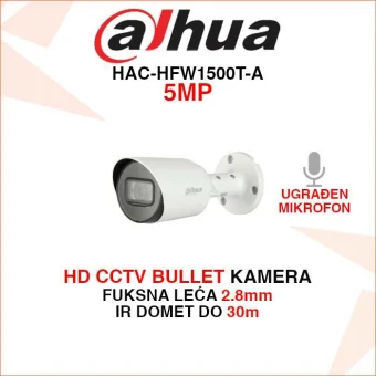 DAHUA CCTV 5MP BULLET KAMERA SA MIKROFONOM HAC-HFW1500T-A