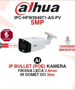 DAHUA IP BULLET WIZSENSE 5MP FULL COLOR KAMERA IPC-HFW3549T1-AS-PV