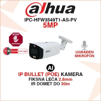 DAHUA IP BULLET WIZSENSE 5MP FULL COLOR KAMERA IPC-HFW3549T1-AS-PV