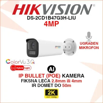 DS-2CD1B47G3H-LIU HIKVISION 4MP SMART HYBRID LIGHT IP BULLET KAMERA