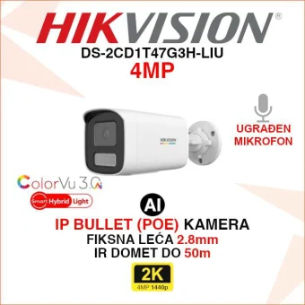 DS-2CD1T47G3H-LIU HIKVISION 4MP SMART HYBRID LIGHT IP KAMERA
