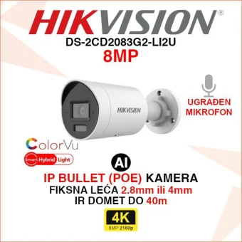 DS-2CD2083G2-LI2U HIKVISION 4K ACUSENSE SMART HYBRID LIGHT IP KAMERA