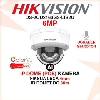 DS-2CD2163G2-LIS2U HIKVISION 6MP SMART HYBRID LIGHT AI IP KAMERA