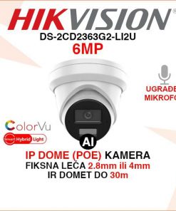 DS-2CD2363G2-LI2U HIKVISION 6MP AI SMART HYBRID LIGHT IP KAMERA