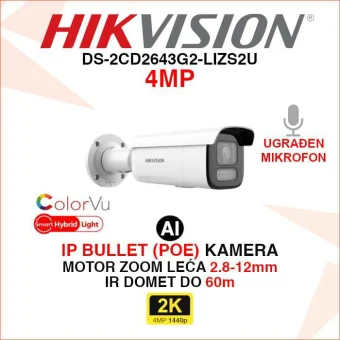 DS-2CD2643G2-LIZS2U HIKVISION 4MP AI SMART HYBRID LIGHT IP KAMERA