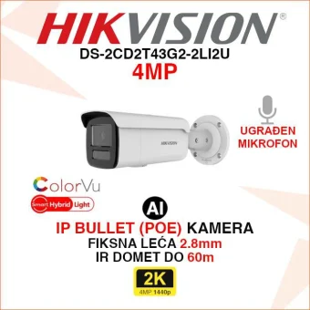 DS-2CD2T43G2-2LI2U HIKVISION 2K ACUSENSE SMART HYBRID LIGHT IP KAMERA